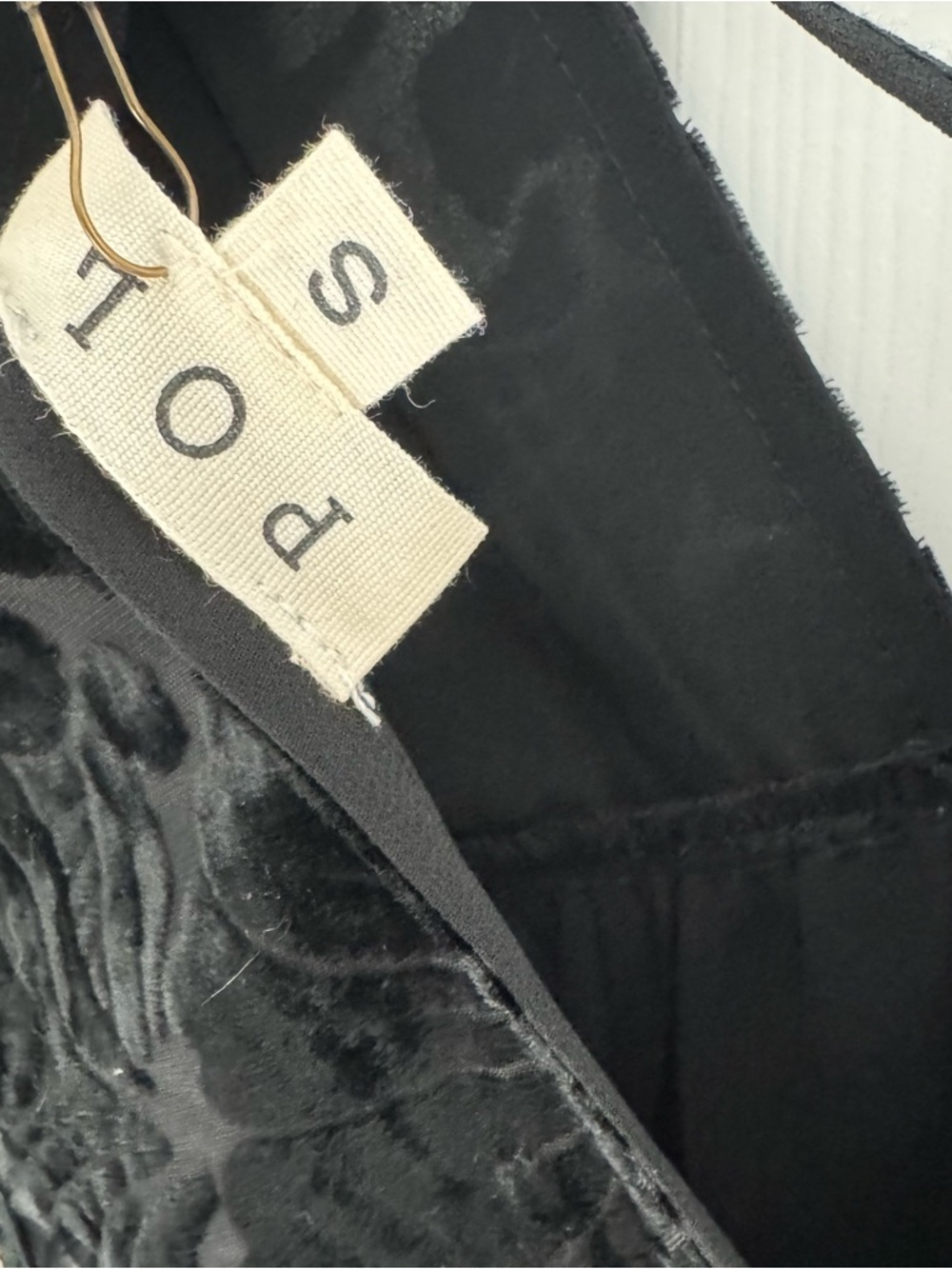 Pol NWT Boho Floral Velvet Tunic Peasant Top Black Rust Tie Back Lace Trim - Picture 6 of 6